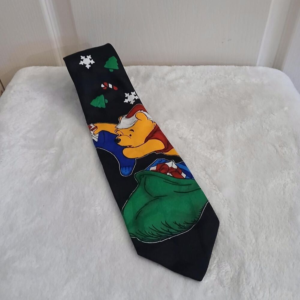 Disney Winnie the Pooh Christmas Neck Tie Santa Trees Stocking Gifts Snowflakes